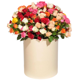 Mixed roses in a hatbox | Flower Delivery Abakan