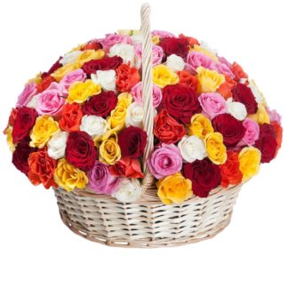 51 colorful roses in the basket | Flower Delivery Abakan